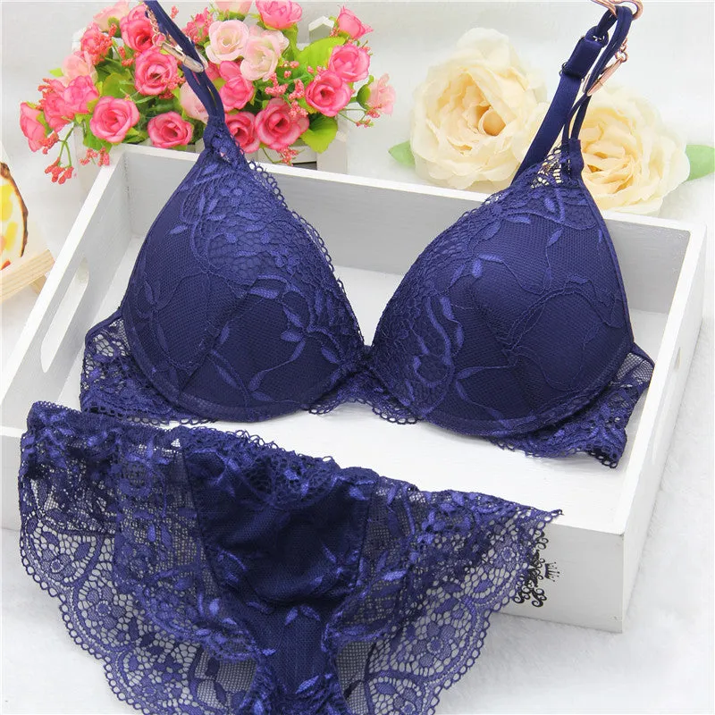 New Brand Women underwear Bra Sets , BRA   Hollow Panties Lace bra Sexy push up bra and briefs sets brassiere lingerie set
