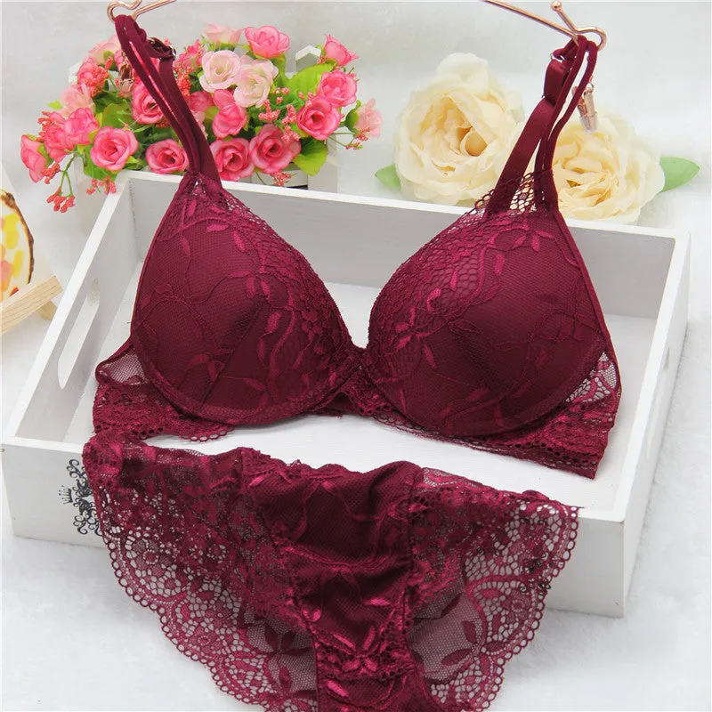 New Brand Women underwear Bra Sets , BRA   Hollow Panties Lace bra Sexy push up bra and briefs sets brassiere lingerie set