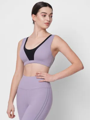 New classic fit v neck lavender sports bra