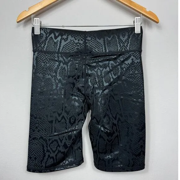 New Terez Black Snakeskin Foil Bike Shorts Size XS