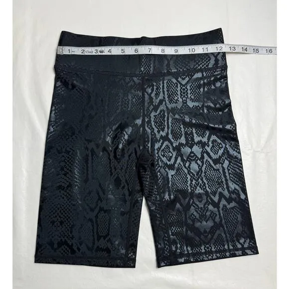 New Terez Black Snakeskin Foil Bike Shorts Size XS