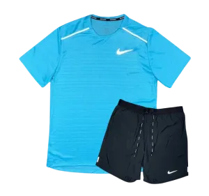 Nike 1.0 Miler and Flex Stride Shorts Set - Baltic Blue/Black