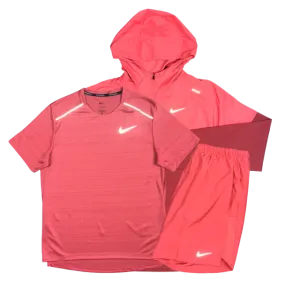 Nike Miler T-Shirt - Windrunner - Challenger Shorts Outfit - Adobe Red/Pink