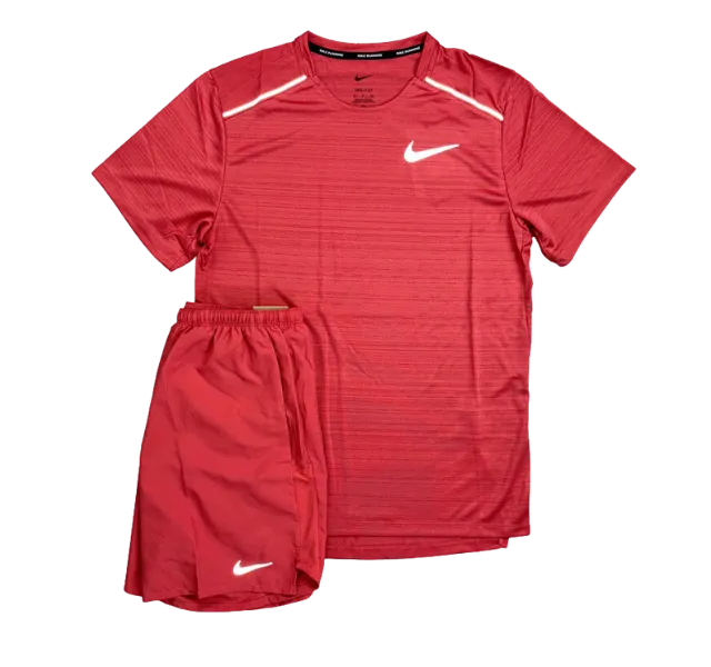 Nike Miler T-Shirt - Windrunner - Challenger Shorts Outfit - Adobe Red/Pink