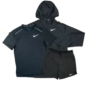 Nike Miler T-Shirt - Windrunner - Flex Stride Shorts Outfit - Triple Black