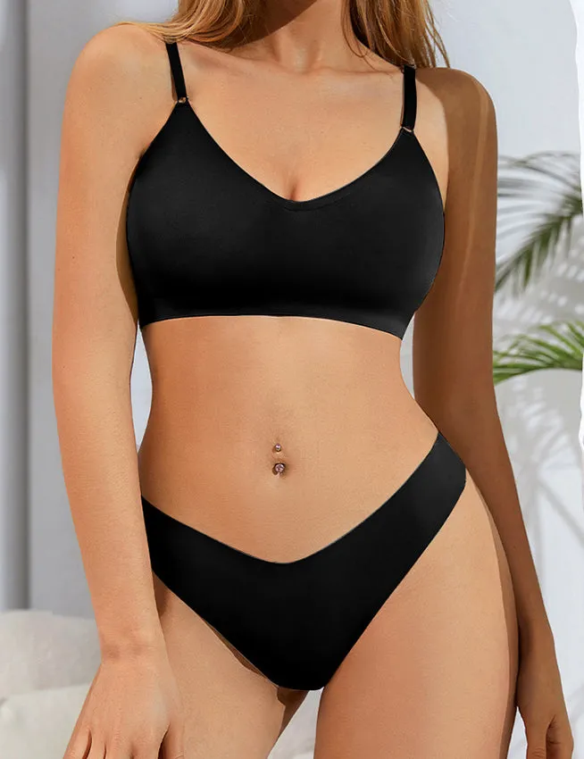 No Padded Ice Silk Women Seamless Bra Set Egypt