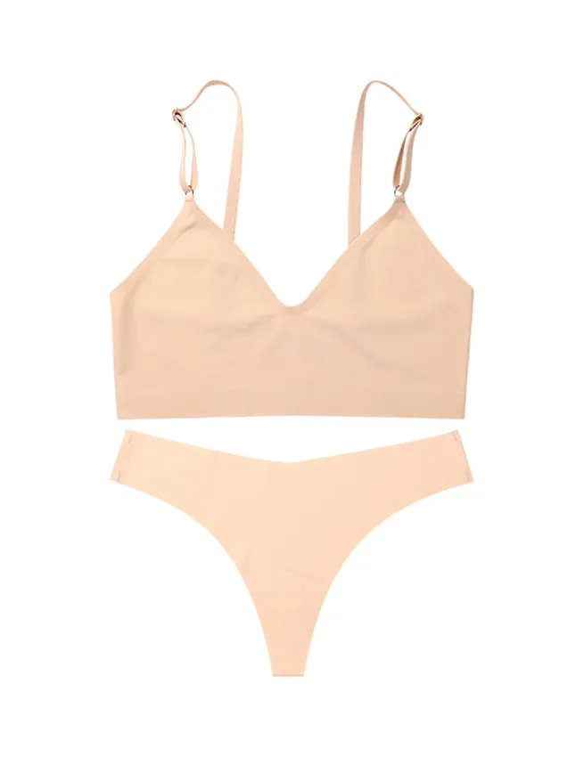 No Padded Ice Silk Women Seamless Bra Set Egypt