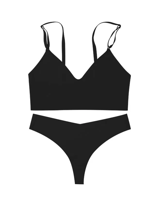 No Padded Ice Silk Women Seamless Bra Set Egypt