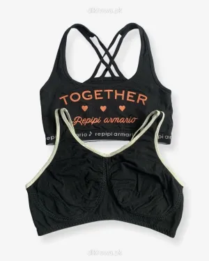 Non Padded Ladies Jogging Bra - Sports Bra - Soft Padded Imported Stocklot Branded Pushup Bra - Single Padded Bra - Pack of 2