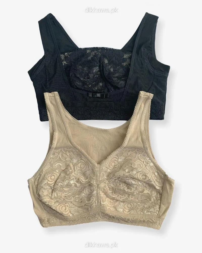 Non Padded Ladies Jogging Bra - Sports Bra - Soft Padded Imported Stocklot Branded Pushup Bra - Single Padded Bra - Pack of 2