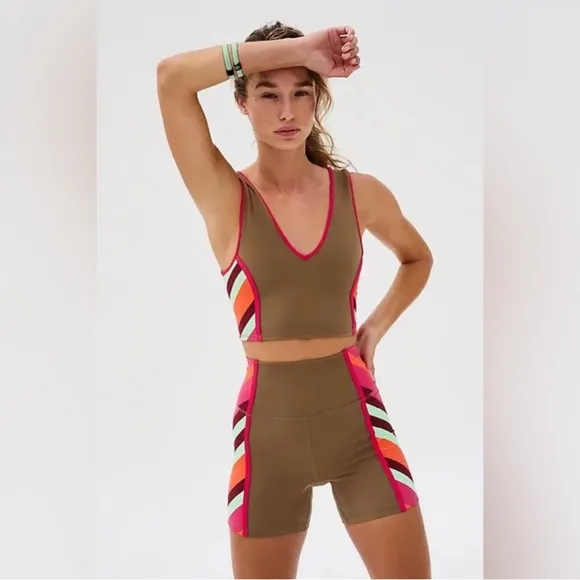 NWOT FP Movement Never Better Colorblock Bike Shorts in Moonrock Combo