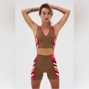 NWOT FP Movement Never Better Colorblock Bike Shorts in Moonrock Combo