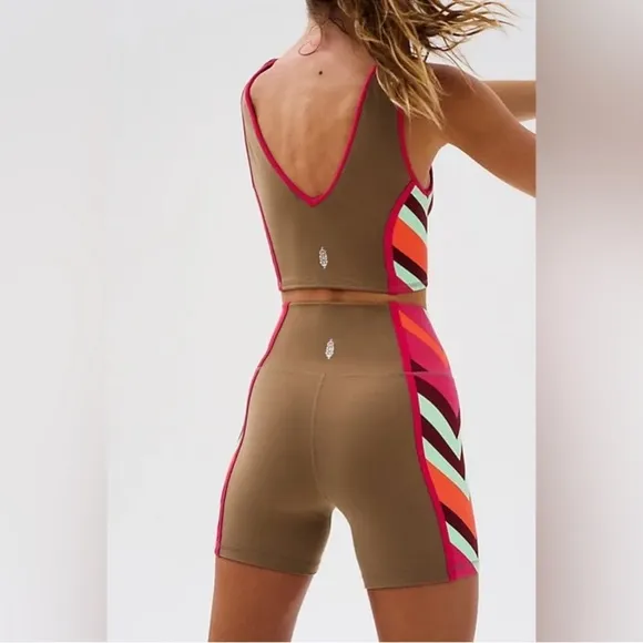 NWOT FP Movement Never Better Colorblock Bike Shorts in Moonrock Combo