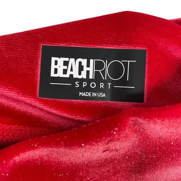 NWT Beach Riot Glitter Bike Short in Fiery Red Velvet Size XS