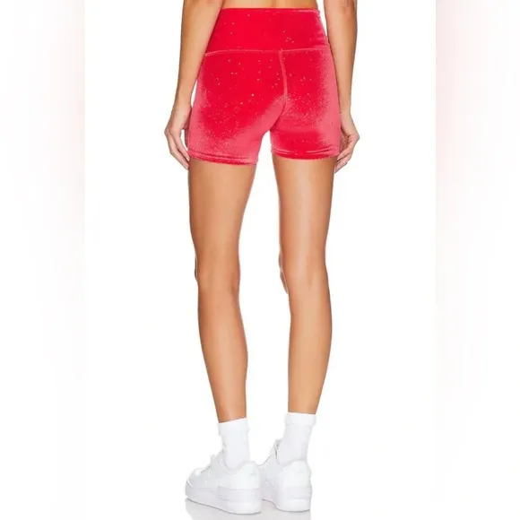 NWT Beach Riot Glitter Bike Short in Fiery Red Velvet Size XS
