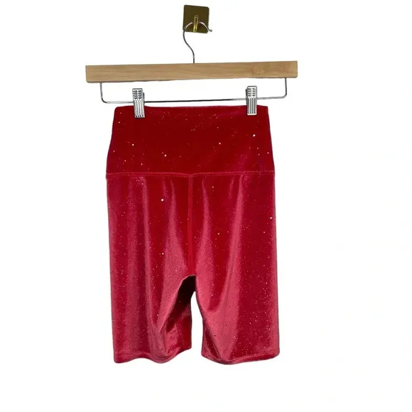 NWT Beach Riot Glitter Bike Short in Fiery Red Velvet Size XS