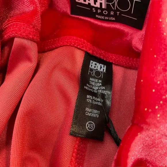 NWT Beach Riot Glitter Bike Short in Fiery Red Velvet Size XS