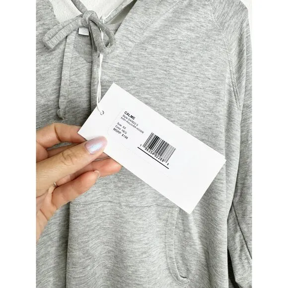 NWT Johnny Was Calme Organic Cotton Easy Pullover Hoodie Sweatshirt Gray XS