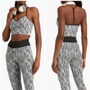 NWT Koral Ghost textured stretch-jacquard Black White Sports Bra Small NWT