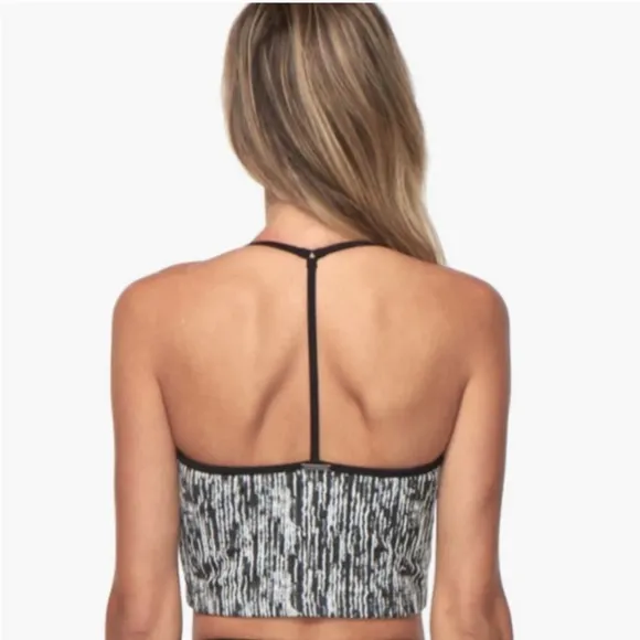 NWT Koral Ghost textured stretch-jacquard Black White Sports Bra Small NWT