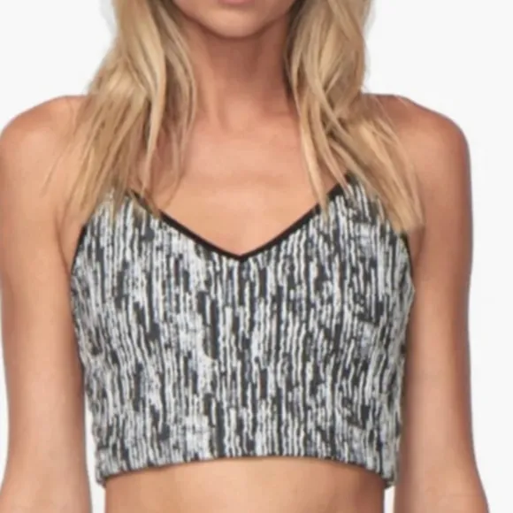 NWT Koral Ghost textured stretch-jacquard Black White Sports Bra Small NWT