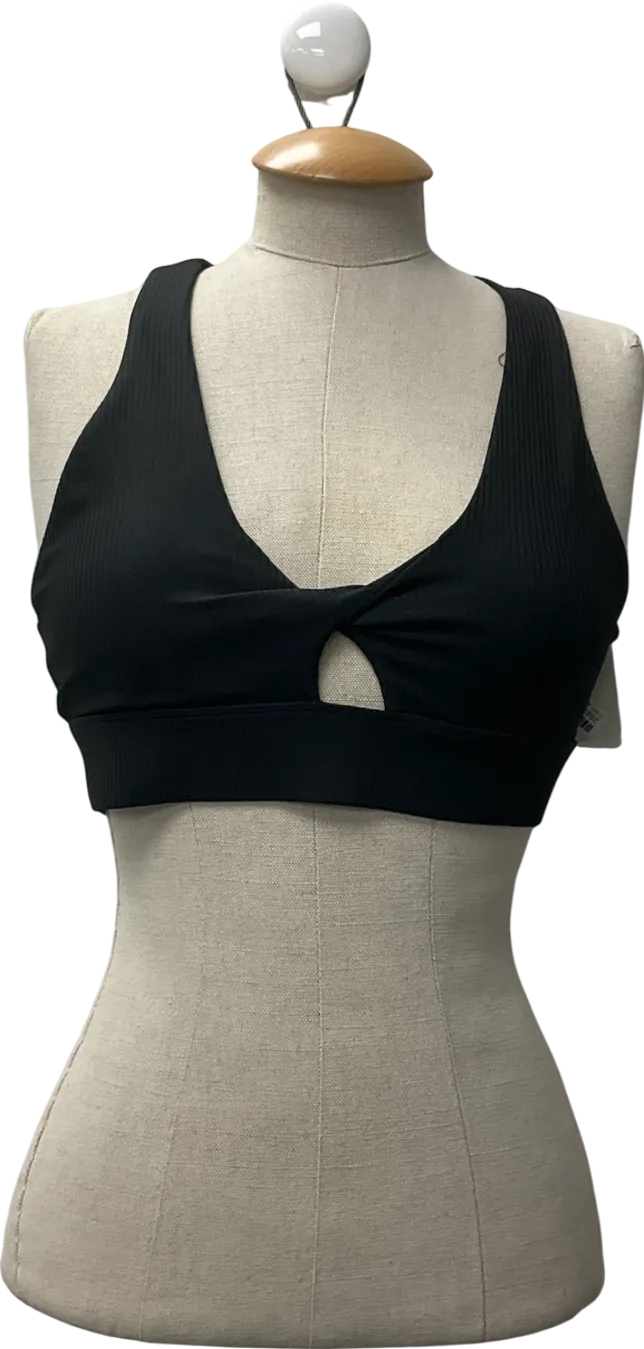 Oasis Black Twist Rib Sports Bra UK S