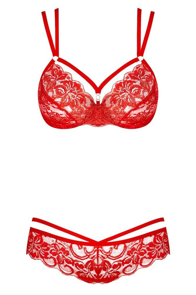 Obsessive Red Bra and Thong Set