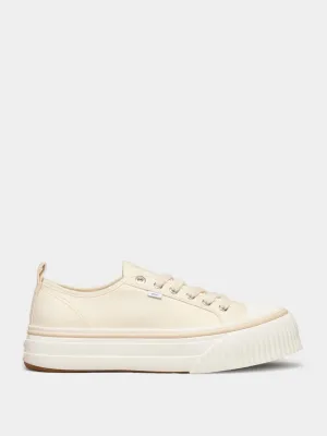 Off White Cotton Canvas Sneakers