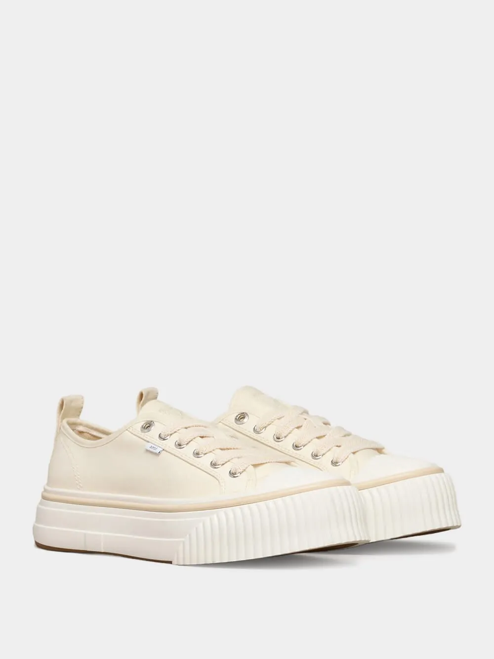 Off White Cotton Canvas Sneakers
