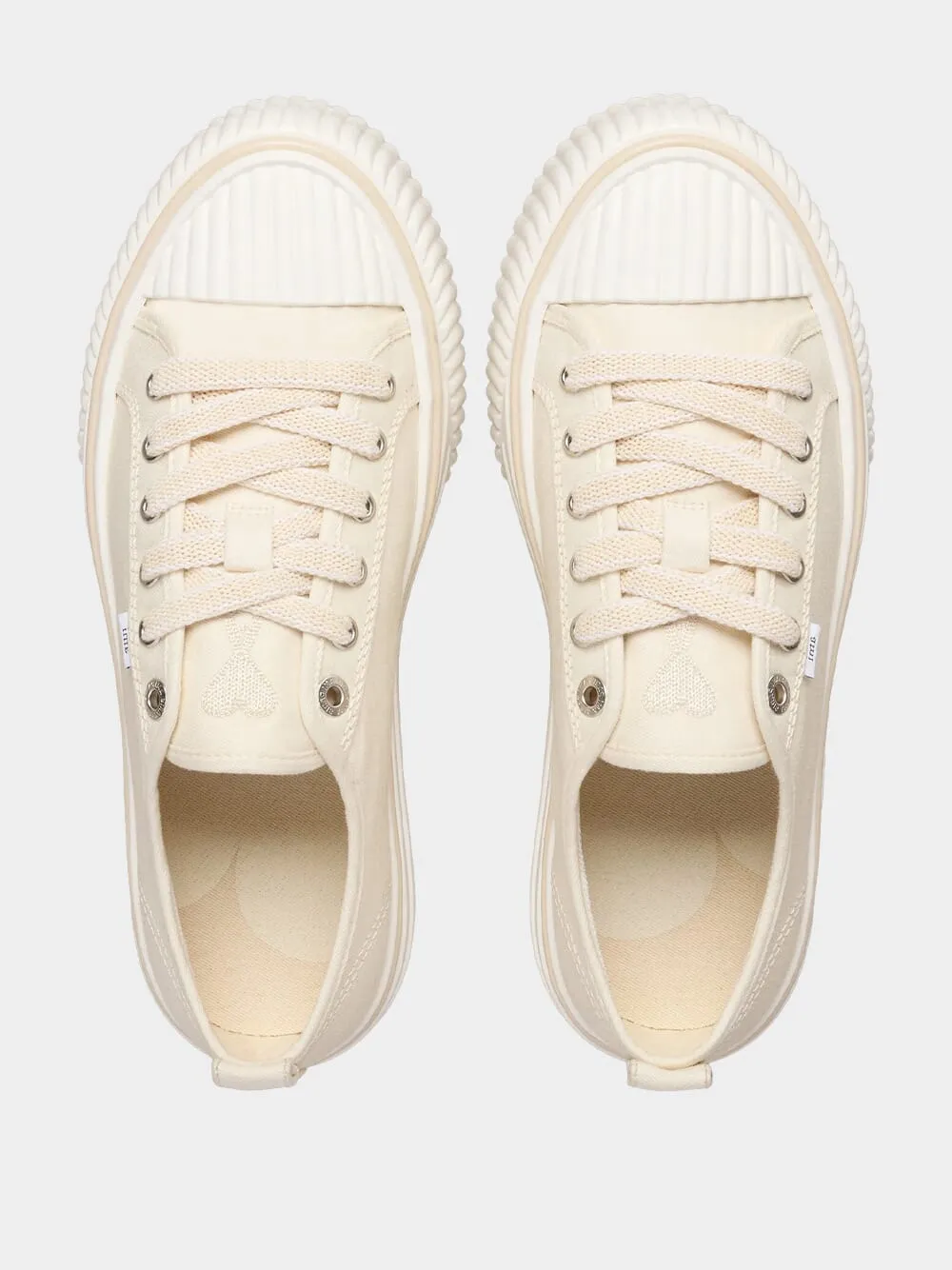 Off White Cotton Canvas Sneakers