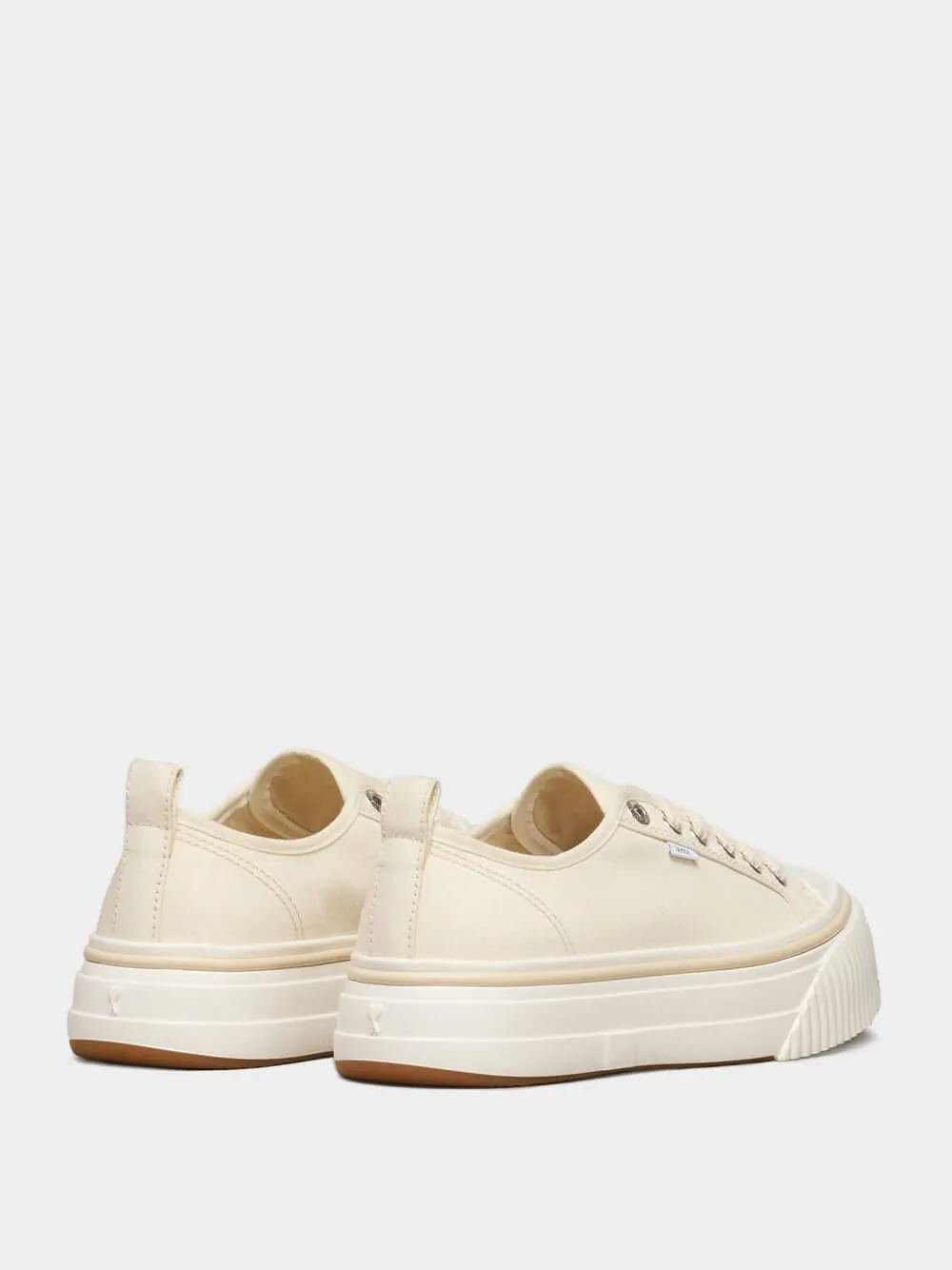 Off White Cotton Canvas Sneakers