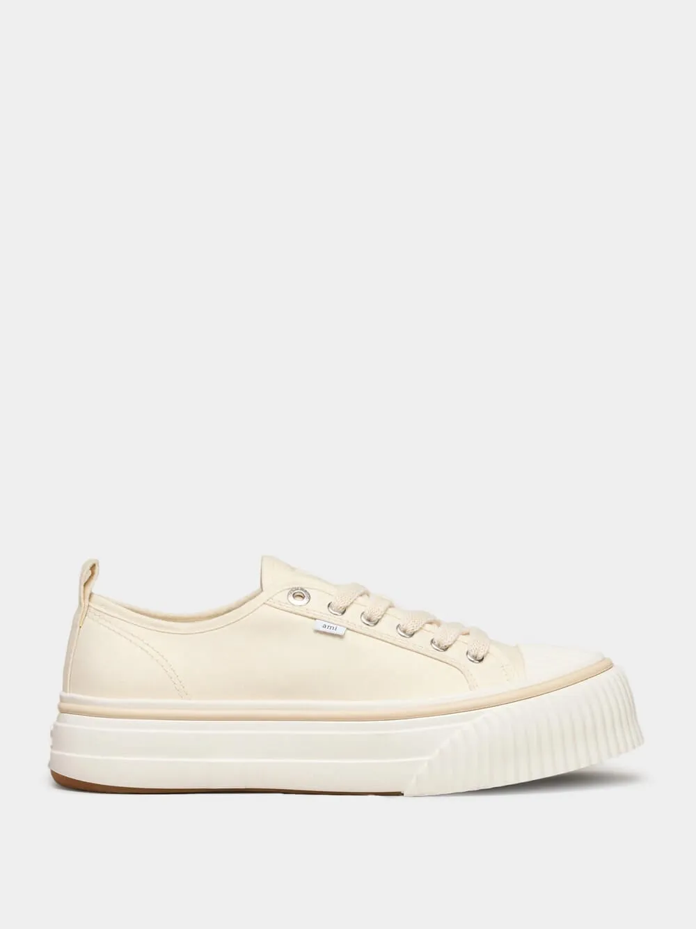 Off White Cotton Canvas Sneakers