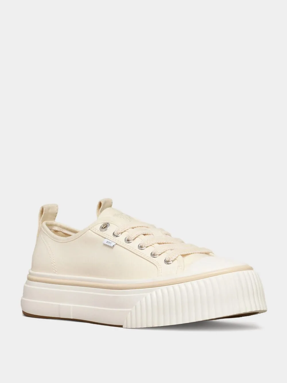 Off White Cotton Canvas Sneakers