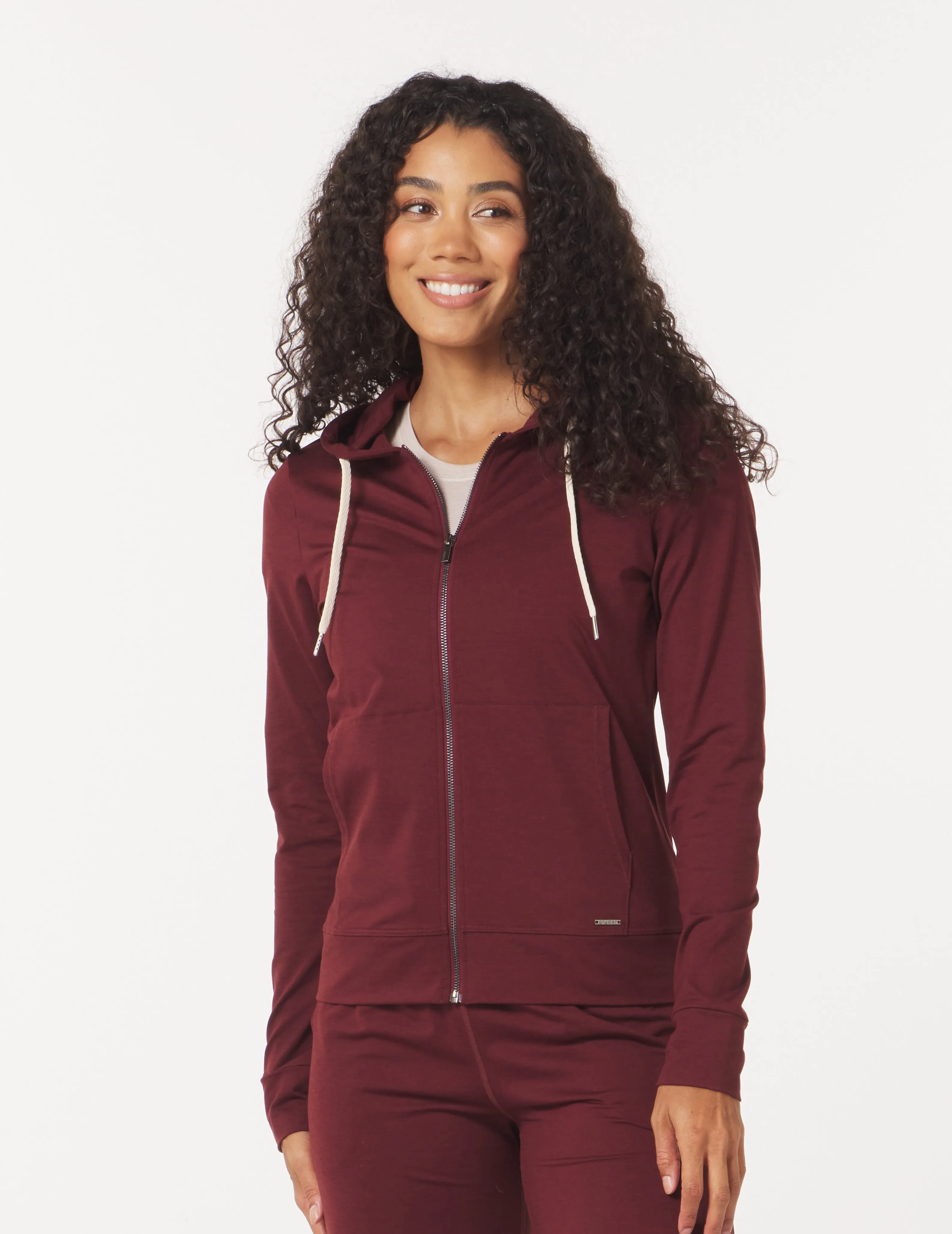 On The Go Lightweight Zip Up Hoodie: Chestnut Marble