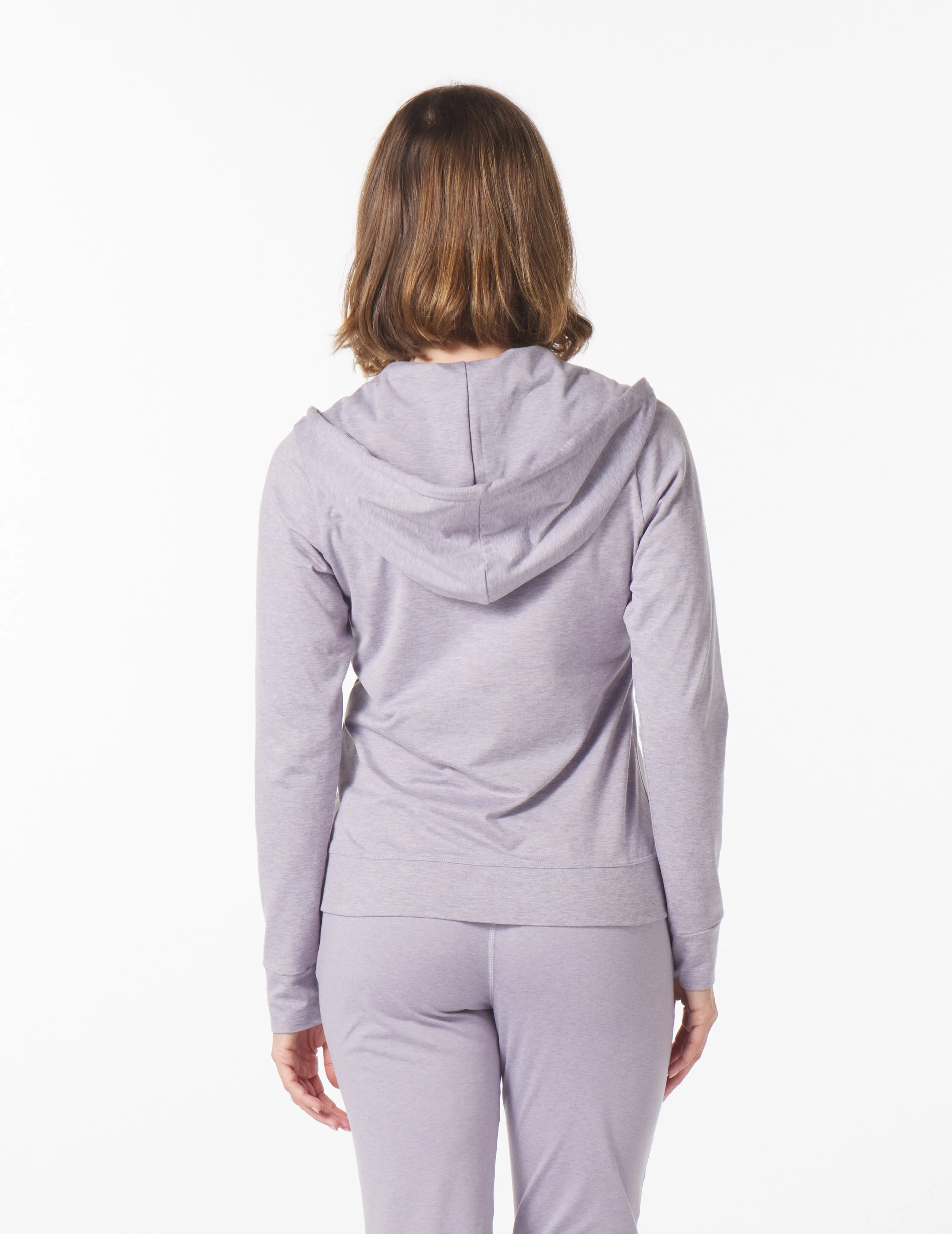 On The Go Lightweight Zip Up Hoodie: Dusty Lavender Marble