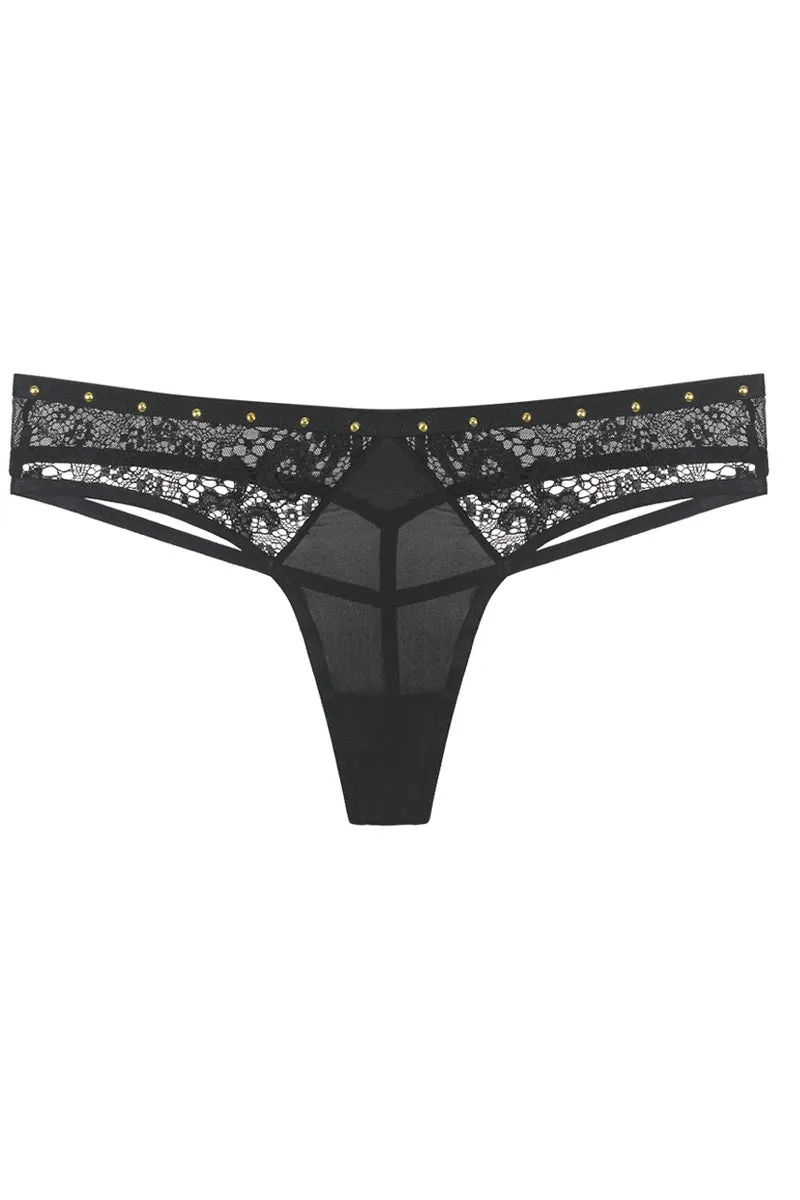 Open Cage Back Thong W/ Mesh
