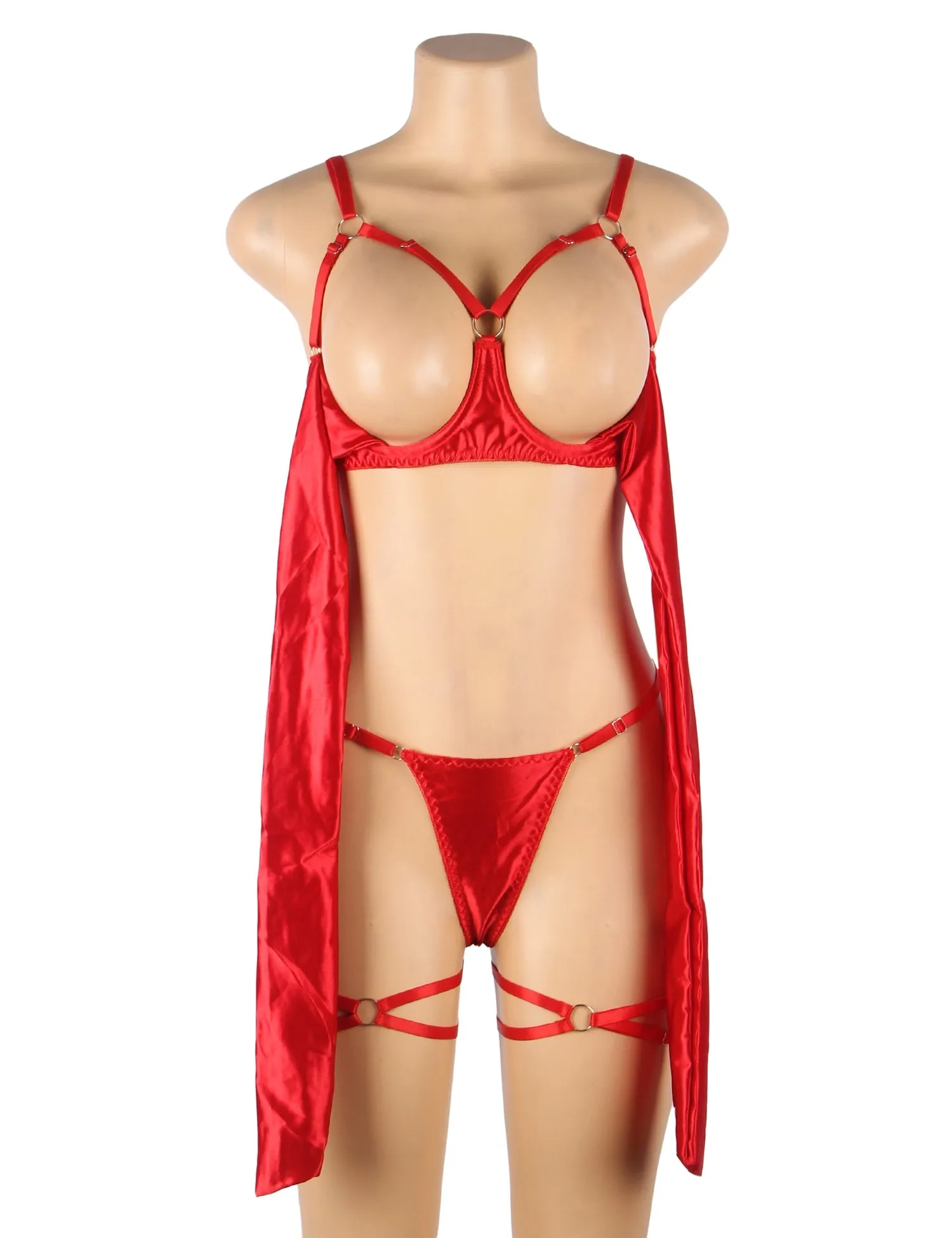 Openable Red & Black Bow Sexy Bra Egypt Set
