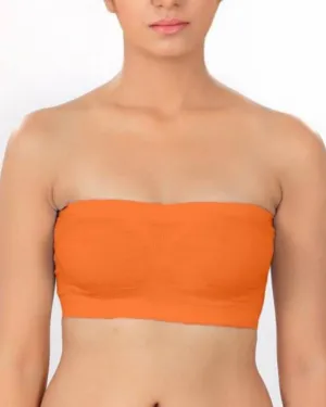 Orange Strapless Sports Bra - Soft & Non Padded Bra