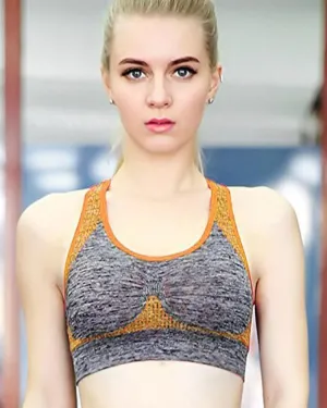 Orange Stripe 3279 Sports & Jim,Yoga Padded Wirefree Bra For Ladies -Girls Sports Bra - By Lubunie
