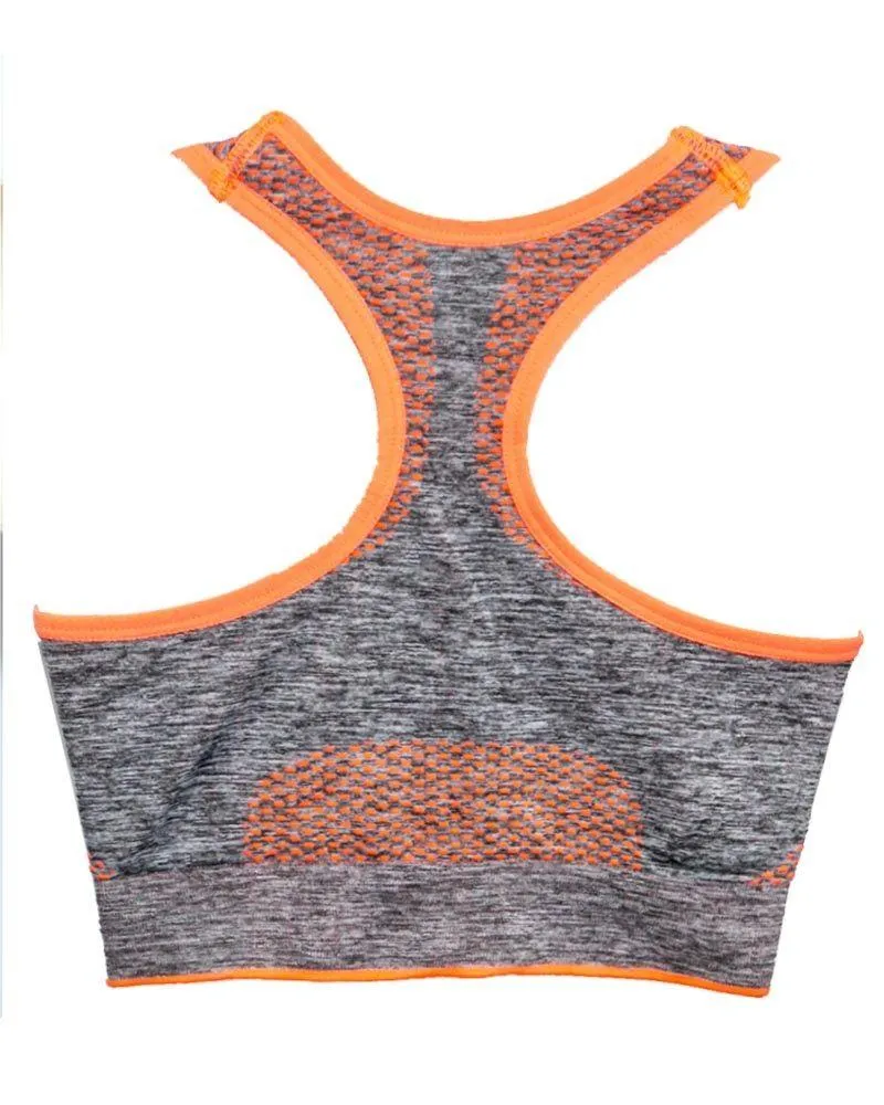 Orange Stripe 3279 Sports & Jim,Yoga Padded Wirefree Bra For Ladies -Girls Sports Bra - By Lubunie