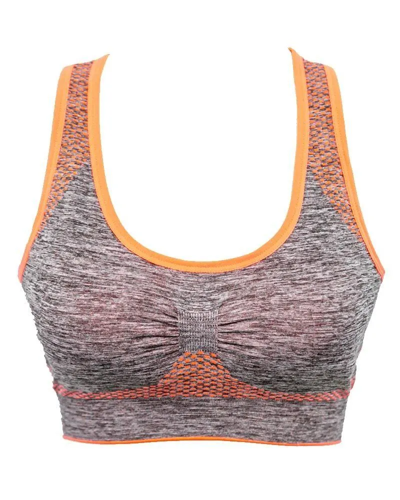 Orange Stripe 3279 Sports & Jim,Yoga Padded Wirefree Bra For Ladies -Girls Sports Bra - By Lubunie