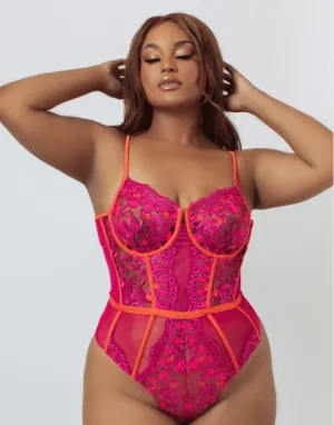 Orchid & Cherry Embroidered Underwire Bodysuit