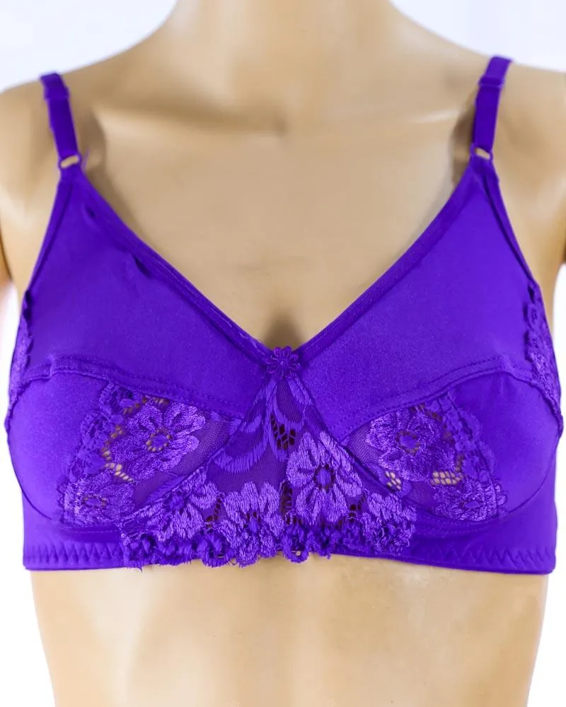 Pack of 2 - Madam Bra - JOY - Non Padded, Non Wired Bra, Soft Jersey Cotton Lace Bra