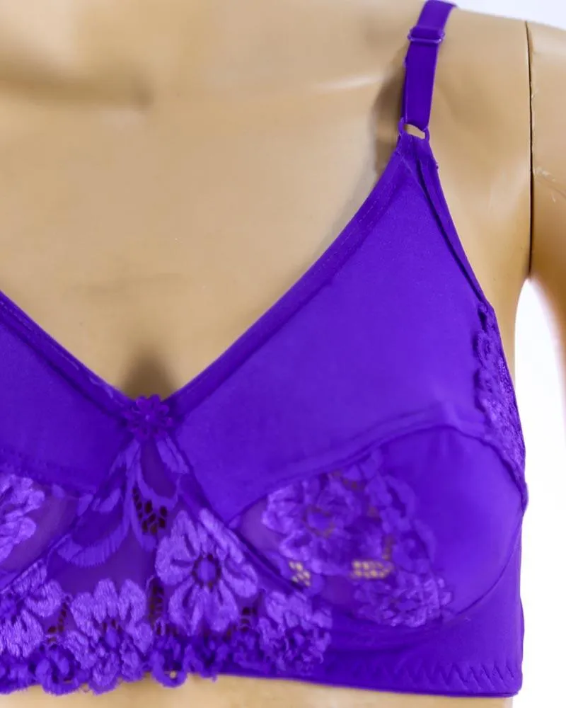 Pack of 2 - Madam Bra - JOY - Non Padded, Non Wired Bra, Soft Jersey Cotton Lace Bra