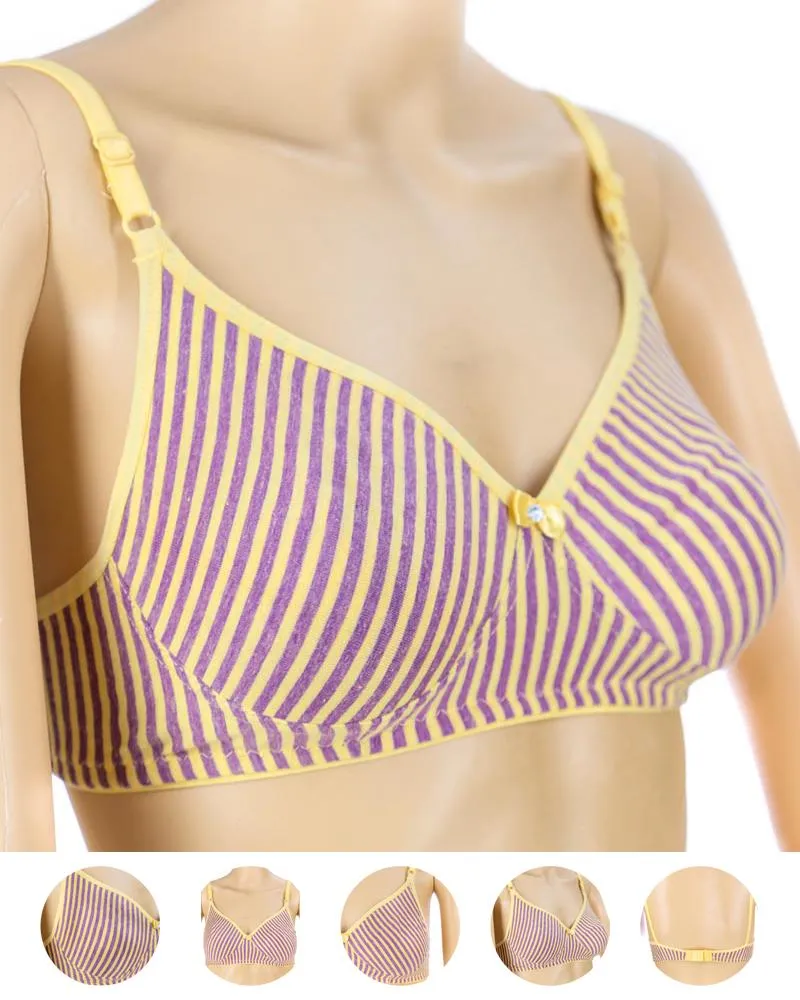 Pack of 3 - Madam Bra - M-4 - Non Padded, Non Wired Bra, Soft Jersey Cotton Bra