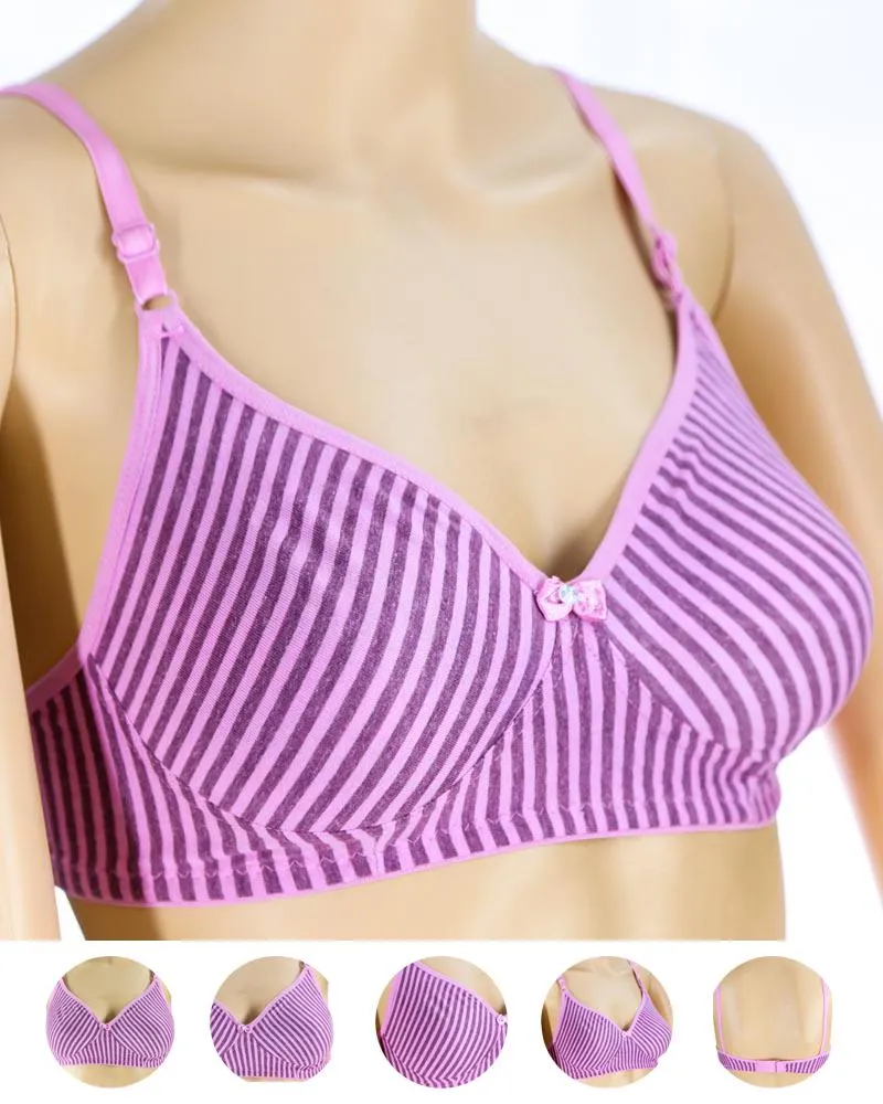 Pack of 3 - Madam Bra - M-4 - Non Padded, Non Wired Bra, Soft Jersey Cotton Bra