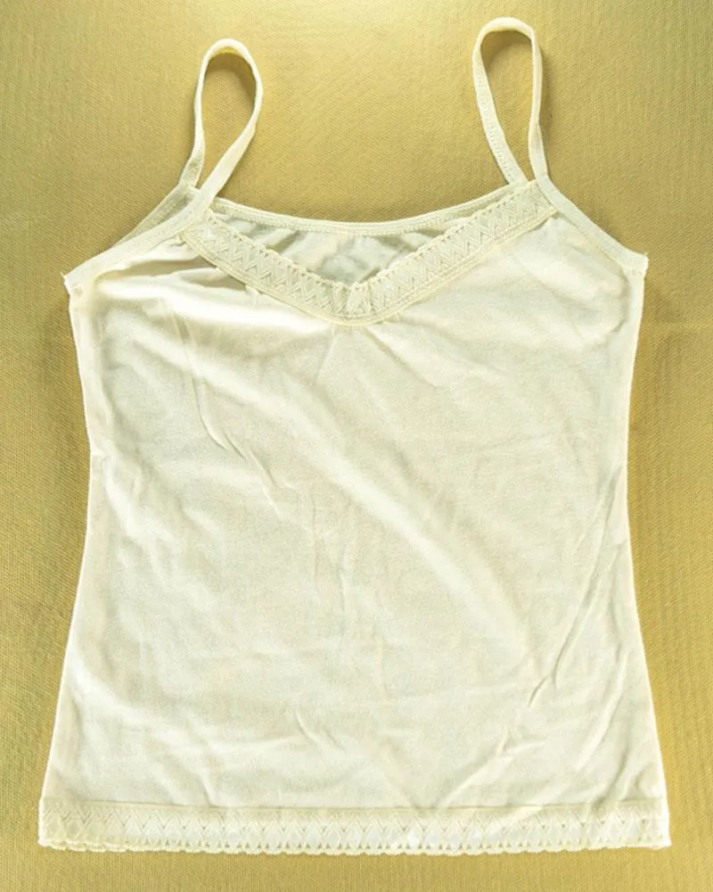 Pack of 3 Plain Cotton Camisole With Neck Lace For Women - SA-1