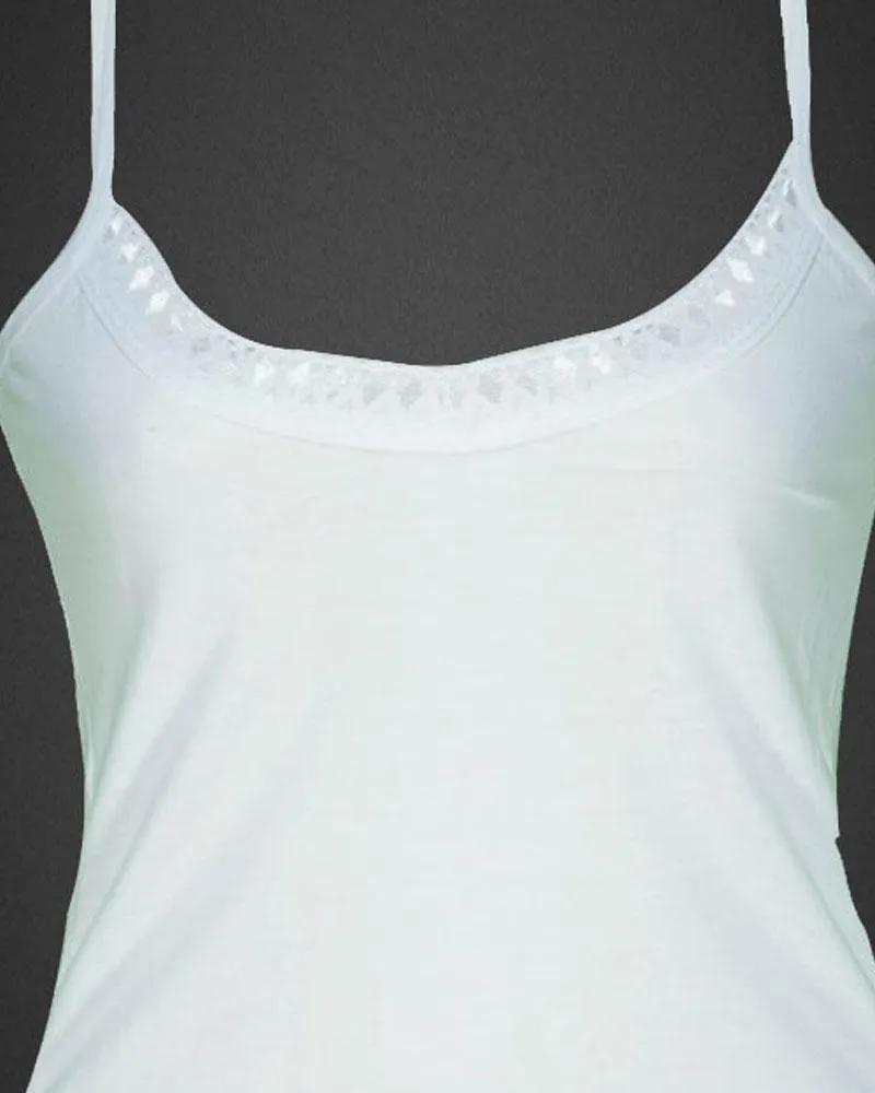 Pack of 3 Plain Cotton Camisole With Neck Lace For Women - SA-1