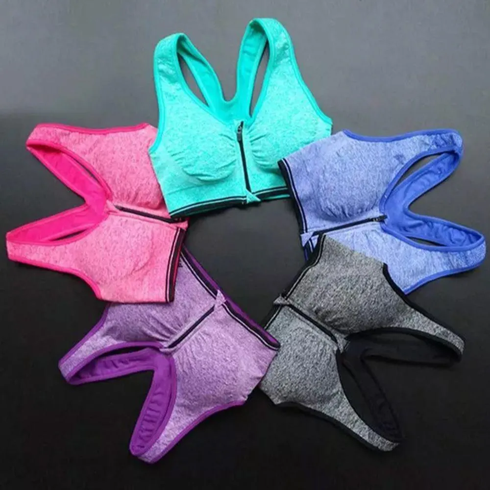 Pack Of 4 Zip Up Wirefree Sports Bra - Branded Sports Bra