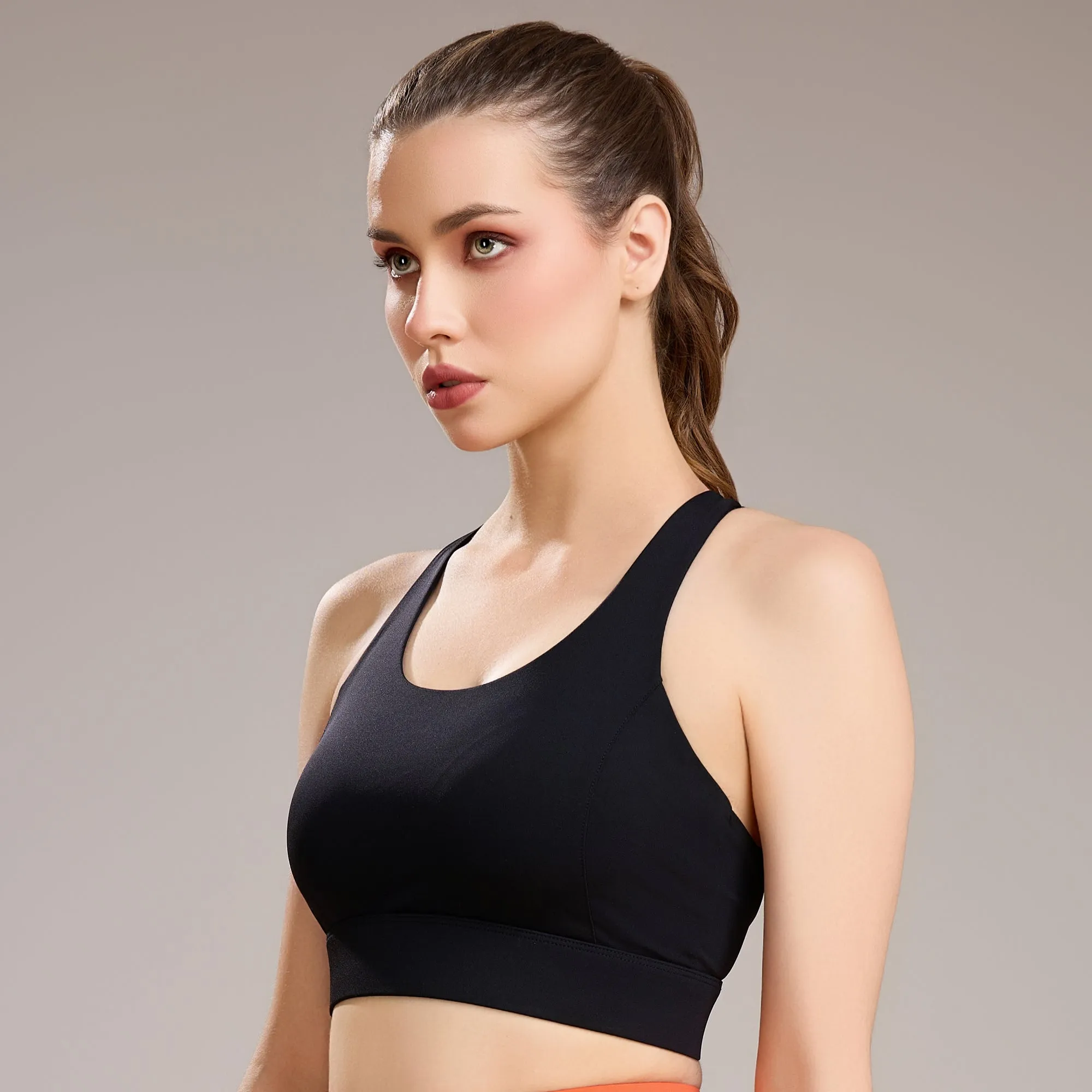 Padded Non wired Full Coverage Seamless Racerback Sports Bra